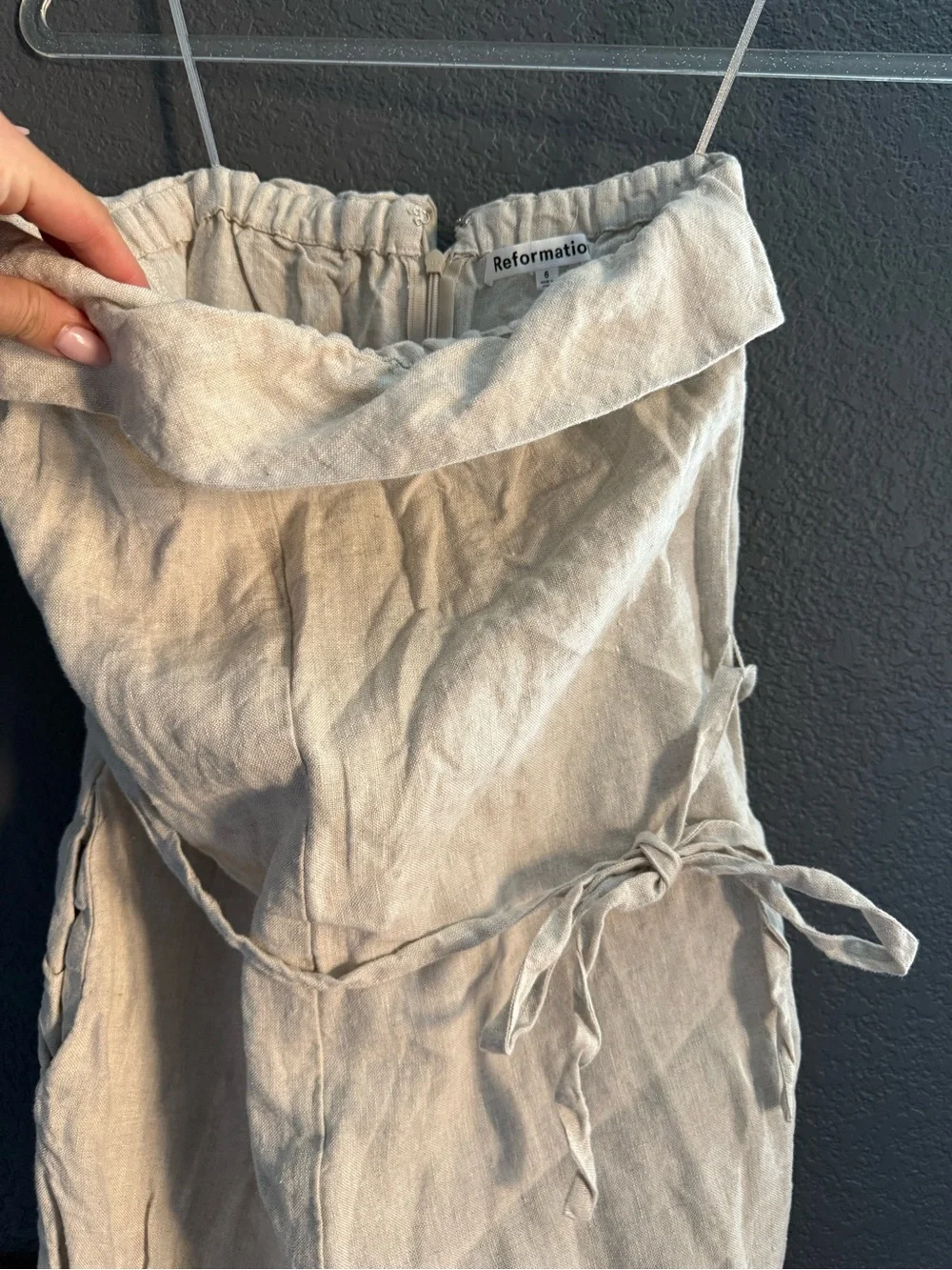 REFORMATION • Taylor linen jumpsuit - Strapless Wide-Leg Jumpsuit - size 6